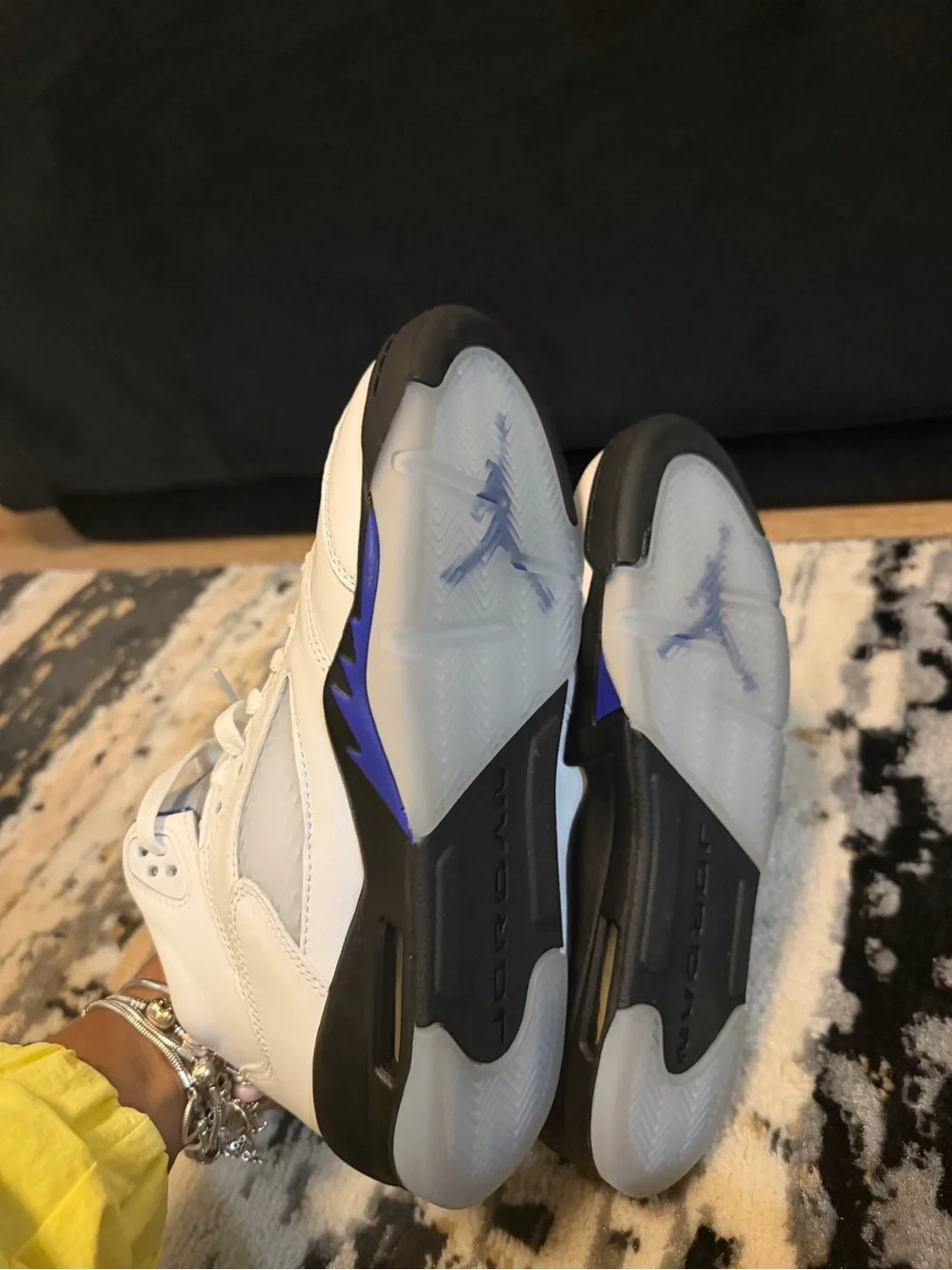 Jordan White and Purple High-Top Sneakers